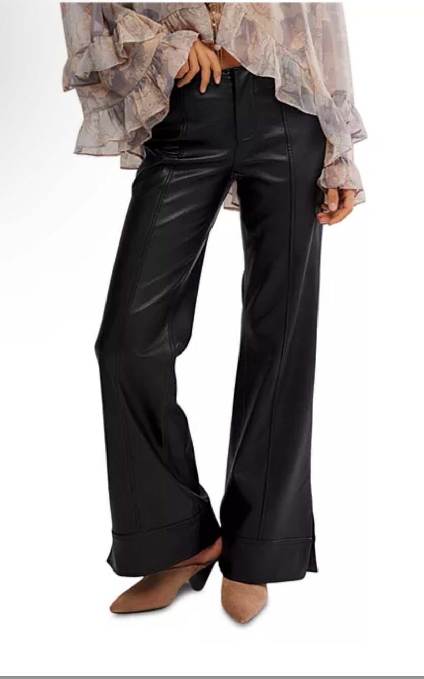 We The Free faux leather black flare pants Women’s Size 29